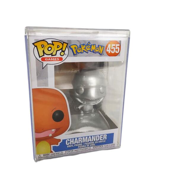2021 Funko Pop Charmander Silver #455 in Protector Case Vinyl Figure Pokemon - Picture 1 of 5